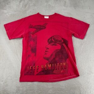 Vintage Jeff Hamilton Aviator Pilot Mens Graphic T-Shirt Large Red Preowned